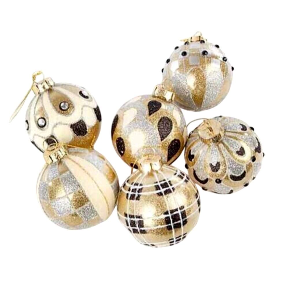NEW MacKenzie-Childs Golden Hour Glass Ball Ornaments Set of 6